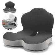 ‌AMTPM Seat Cushion with Lumbar Support - L-Shaped Ergonomic Memory Foam Office Chair Cushion for Long Hours, Car Seat & Home Office (Black/Gray)