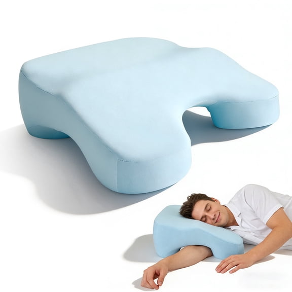 AMTPM Side Sleeper Pillow with Blue , 2 in 1 Shoulder Relief for Rotator Cuff Pain, Memory Foam Pillow for Adults Side, Back and Stomach