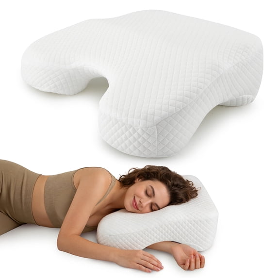 AMTPM Side Sleeper Pillow , 2 in 1 Shoulder Relief for Rotator Cuff Pain, Memory Foam Pillow for Adults Side, Back and Stomach