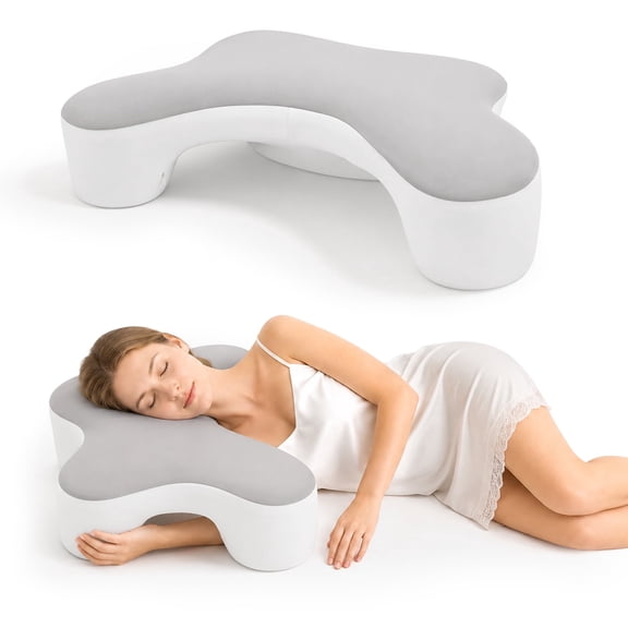 AMTPM Side Sleeper Pillow with Arm Hole, Ergonomic Memory Foam Pillow for Neck and Shoulder Pain Relief, Cooling Contour Pillow for Side Back Sleepers, Removable Washable Cover