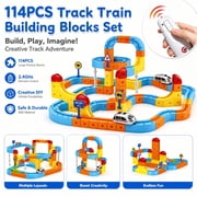 Doulami Electric Train Set for Kids, 147PCS Gravity-Defying 3D Racing Track Sets with Electric Train, Traffic Signs, STEM Train Toys Birthday Gifts for Boys and Girls Age 3+ Years Old