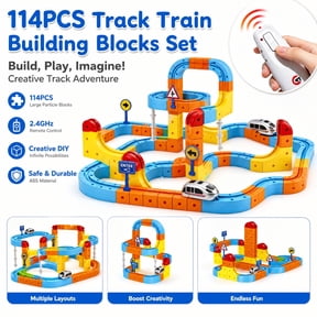 Doulami Electric Train Set for Kids, 147PCS Gravity-Defying 3D Racing Track Sets with Electric Train, Traffic Signs, STEM Train Toys Birthday Gifts for Boys and Girls Age 3+ Years Old