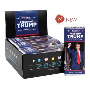 AMUSEMINTS PRESIDENT TRUMP MILK CHOCOLATE BAR 1.75 OZ