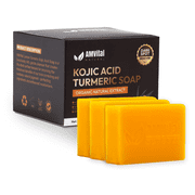 AMVital Turmeric Kojic Acid Soap Bar 3-Pack for Body & Face, Made with Natural and Organic Ingredients, Gentle Soap, For All Skin Types