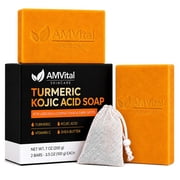 AMVital Turmeric Kojic Acid Soap Bars for Face & Body, 2 Pack