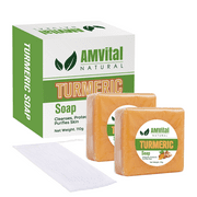 AMVital Turmeric Soap Bar (2 PCS) for Face & Body-Acne, Dark Spot, Smooth Skin Natural Handmade Soap