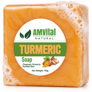 AMVital Turmeric Soap Bar, Organic Handmade Soap for Face & Body, Made with Natural and Organic Ingredients, Gentle Soap, For All Skin Types Pack of 1