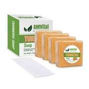 AMVital Turmeric Soap Bar for Face & Body-Acne, Dark Spots, Smooth Skin, Natural Handmade Soap (Pack of 4)