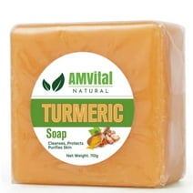 AMVital Turmeric Soap Bar for Face & Body-Acne, Dark Spots, Smooth Skin, Natural Handmade Soap