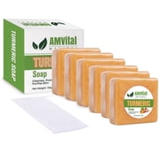 AMVital Turmeric Soap Bar for Face & Body, Gentle Cleansing, 6-Pack