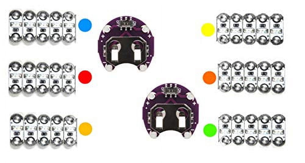 AMX3d Lilypad Arduino Compatible Multicolor LEDs & 2 Battery Holders