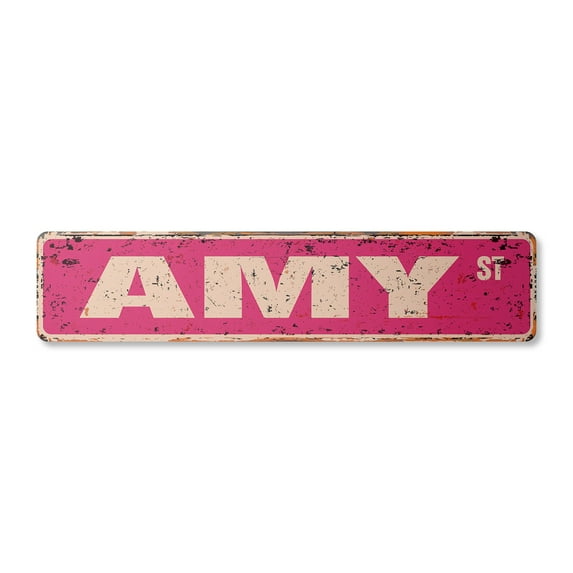 AMY Vintage Plastic Street Sign Childrens Name Room Sign | Indoor/Outdoor | 24" Wide