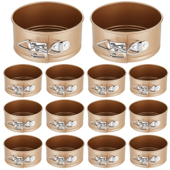 AMYAD 12-Pack 4" Mini Springform Pans, Nonstick & Leakproof Round Cake Molds with Removable Bottom for Cheesecake, Pizza, Quiches - Golden