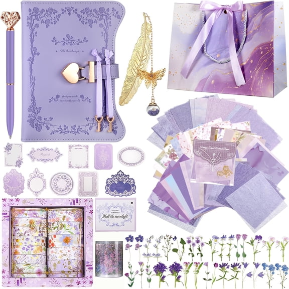 AMYAD DIY Locked Journal Scrapbook Kit, Personalized Craft Notebook for Teens Women