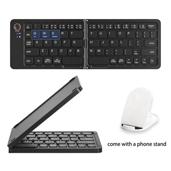 AMYAD Foldable Wireless Keyboard for iOS/Windows/Android Tablets, Ultra-Light Portable Rechargeable BT Keyboard, Pocket-Sized, 5 Colors