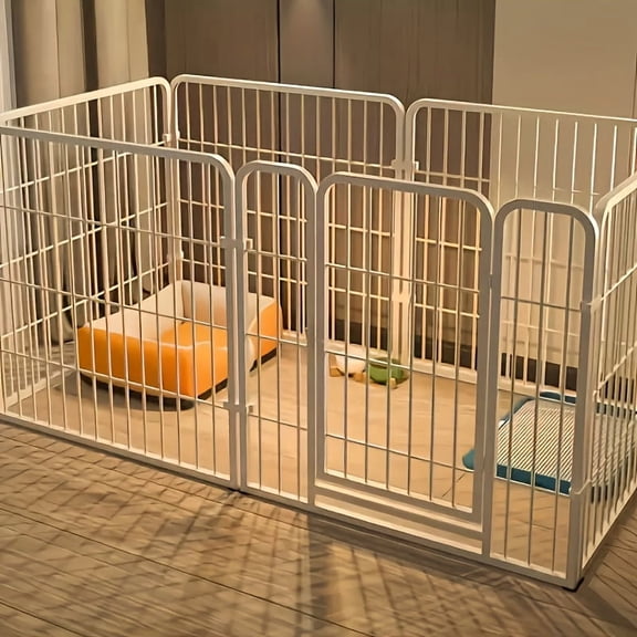 AMYAD Stainless Steel Dog Playpen Indoor/Outdoor, Multi-Functional Pet Enclosure for Small/Medium Dogs, Potty Training & Rest Area