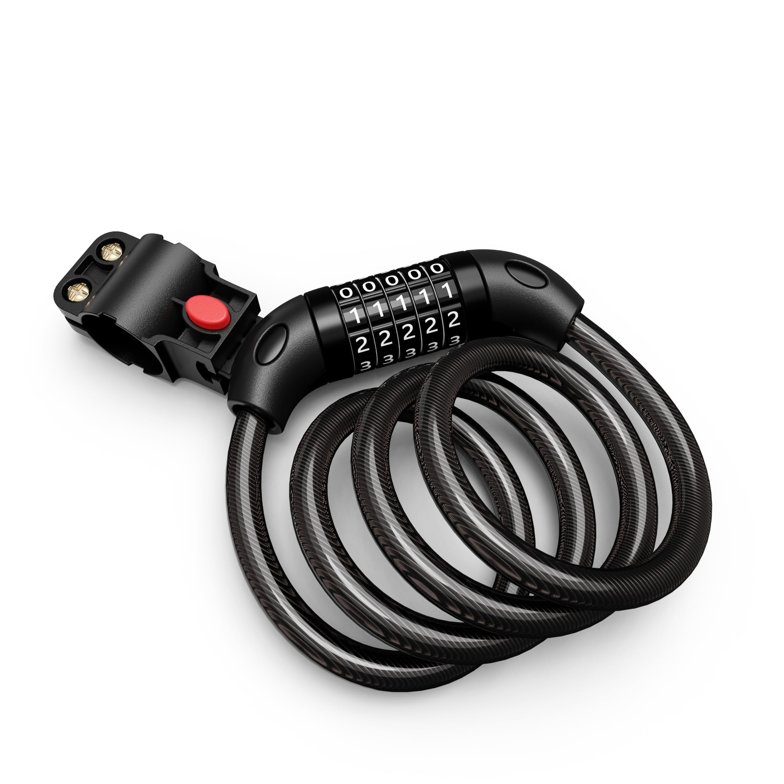 AMYET 4-Digit Resettable Combination Bicycle Cable Lock, Braided Steel with PVC Coating, Self Coiling, Keyless, for G60 Ebike