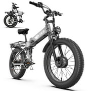 AMYET ARES Folding Electric Bike, 3000W Dual Motor Ebike for Adults, 52V 20AH 24"*4" Fat Tire E-Mountain Bikes UL2849