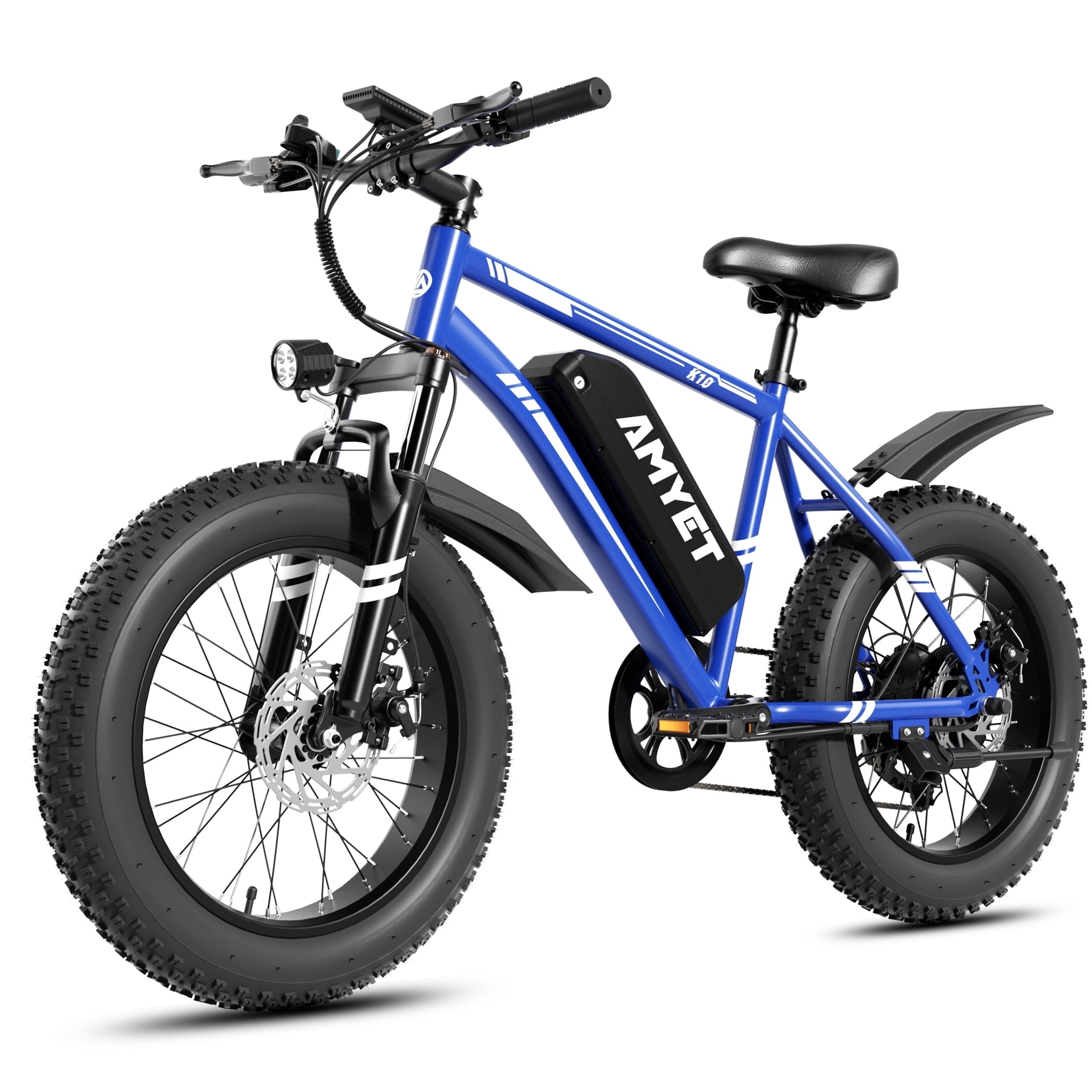 AMYET 1000W Electric Bike, 20" Fat Tire Ebike 28MPH 48V 15Ah E-Mountain Bicycles UL2849 Blue