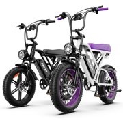 AMYET G60 Electric Bike for Adults, 20 Fat Tire E-Mountain Bicycle, Peak 1500W Dual Motor 48V 20AH 7-Speed Ebike UL2849, E-bikes for Couples,Set of 2Black&Purple