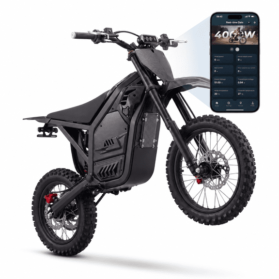 AMYET Electric Dirt Bike for Adults, 4000W Peak, 45 MPH, 48V 30Ah, 53-Mile Range, APP Control, UL 2272