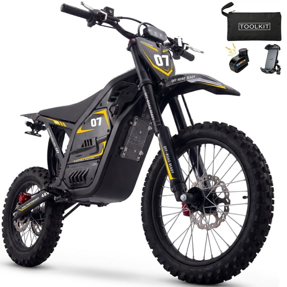 AMYET EDB002 Electric Dirt Bike for Adults & Teens, 4000W Peak Motor, 45 MPH, 230 N·m, 48V 23Ah, 45-Mile, 14"/12" Off-Road Tires, Hydraulic Brakes, UL 2272
