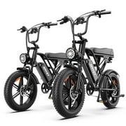 AMYET G60 Electric Bike for Adults, 20" Fat Tire E-Mountain Bicycle, Peak 1500W Dual Motor 48V 20AH 7-Speed Ebike UL2849,Set of 2(Black)