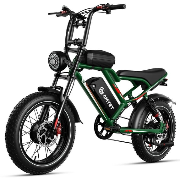 AMYET S8 3000W Peak Dual Motor AWD Electric Bike for Adult, 20" Fat Tire Ebike 48V 25AH 34MPH E-Mountain Bicycle UL2849