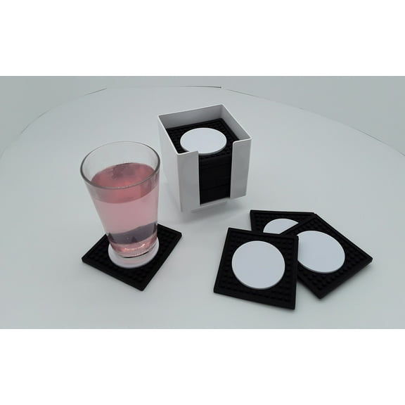 AMZ-02 Bar Mat coaster set of 16 with white holder