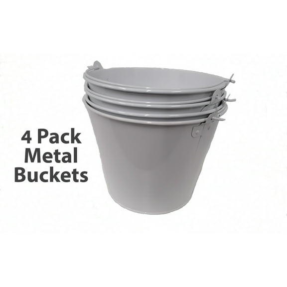 AMZ-16 Set of 4 Galvanized metal bucket - white