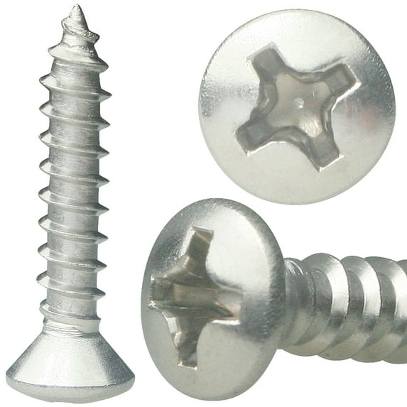 AMZ Clips And Fasteners 100 #6-18 x 1/2" (FT) Self-Tapping Screws Philips Oval Head Type A Stainless A2 (18-8)
