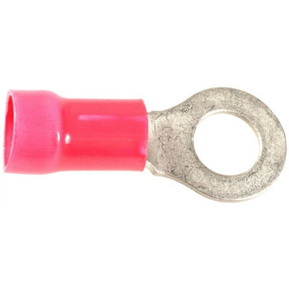 AMZ Clips And Fasteners 25 Vinyl Insulated Ring Terminals 8 Gauge 5/16 Stud Red