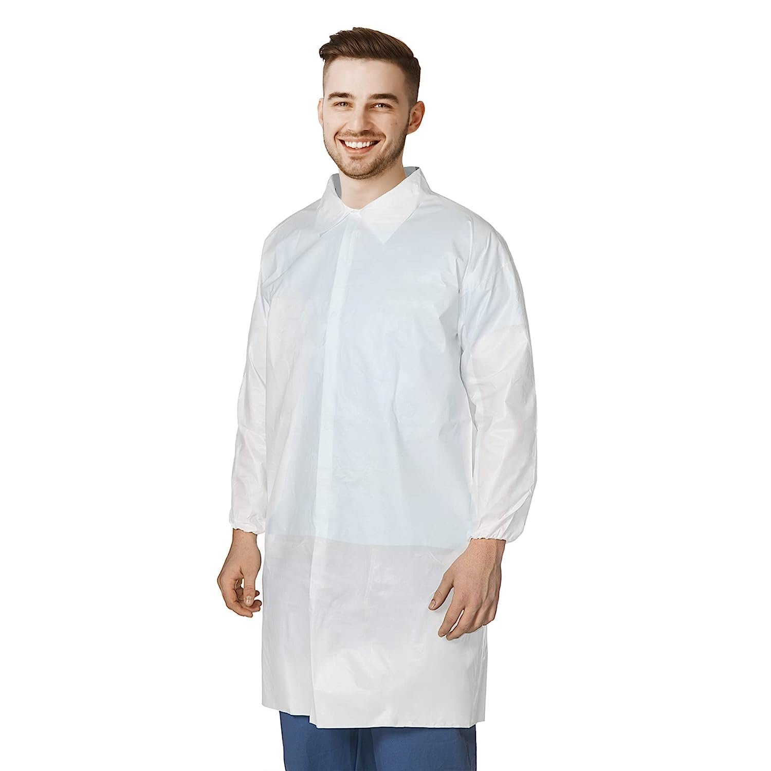 AMZ Medical Supply White Disposable Lab Coat Women and Men, Pack of 10