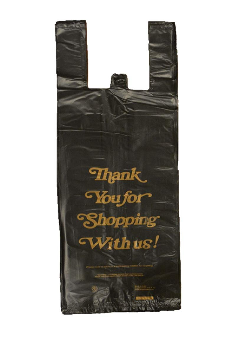 20pcs Black 'thank You' Plastic Bags, 30*40cm