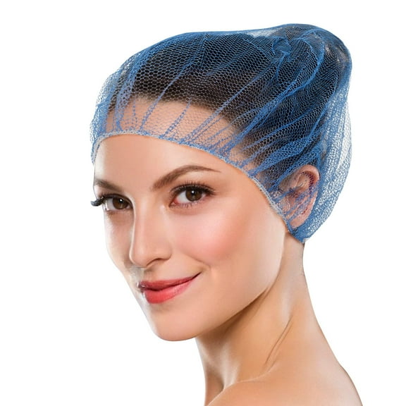 AMZ Supply Blue Micro Nylon Hairnets 28 Size Disposable Blue Hairnets 100 Pack