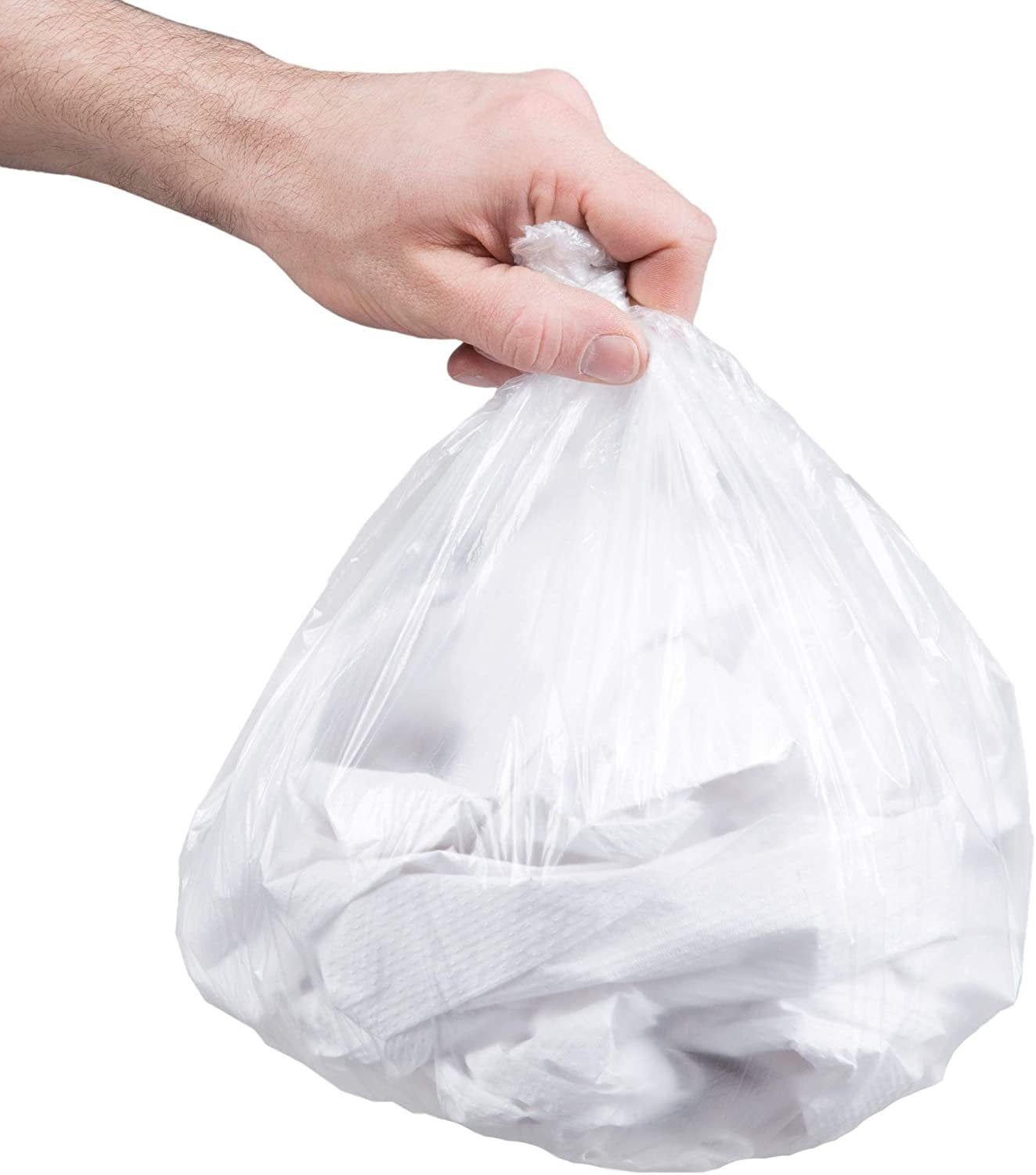 Plasticplace 6 Gallon Trash Bags 0.7 Mil White Drawstring Garbage Can Liners 17 inch x 20 inch (100 Count)