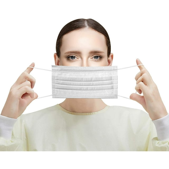AMZ Supply Disposable White Face Masks Mouth and Nose Masks 4Ply Mouth