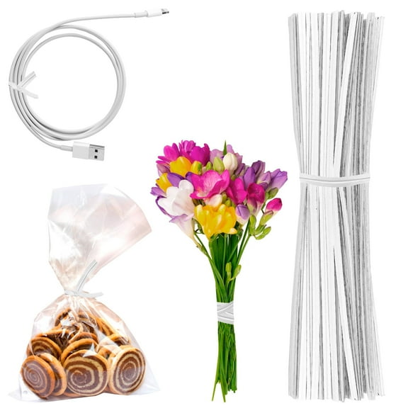 AMZ Supply Paper Twist Ties 4 Long and 3/16 Wide White Twist Ties Pack of 2000