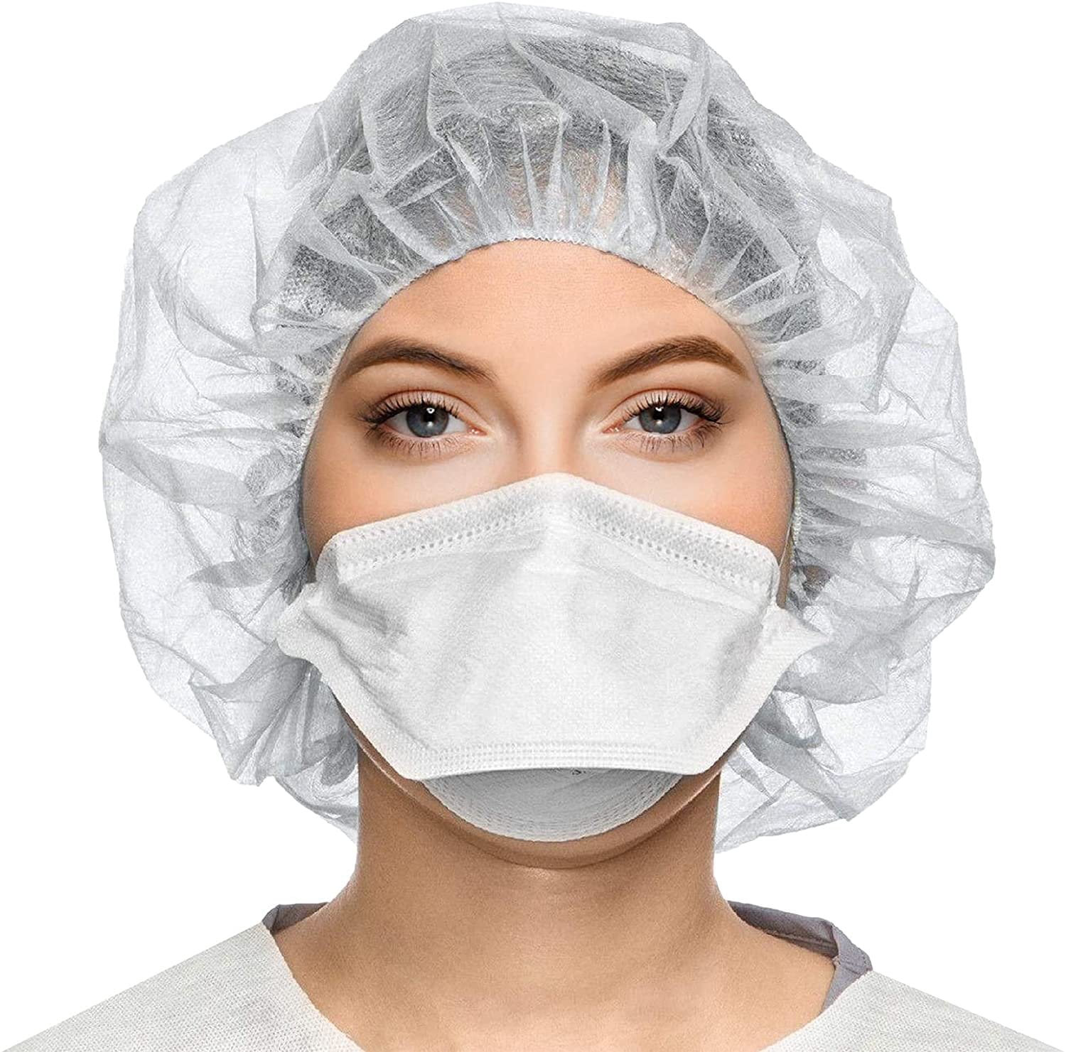 AMZ Supply White Bouffant Caps 19". Non-Woven Polypropylene Hair Covers Pack of 1000