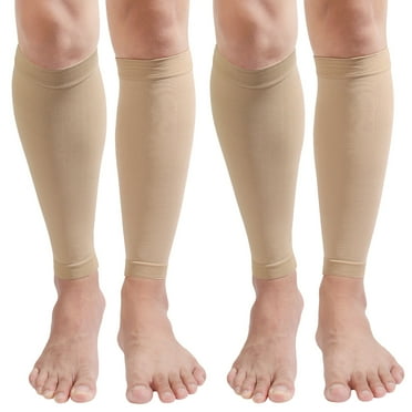 AMZAM Calf Compression Sleeves for Men and Women, (2 Pairs), Beige 4X-Large