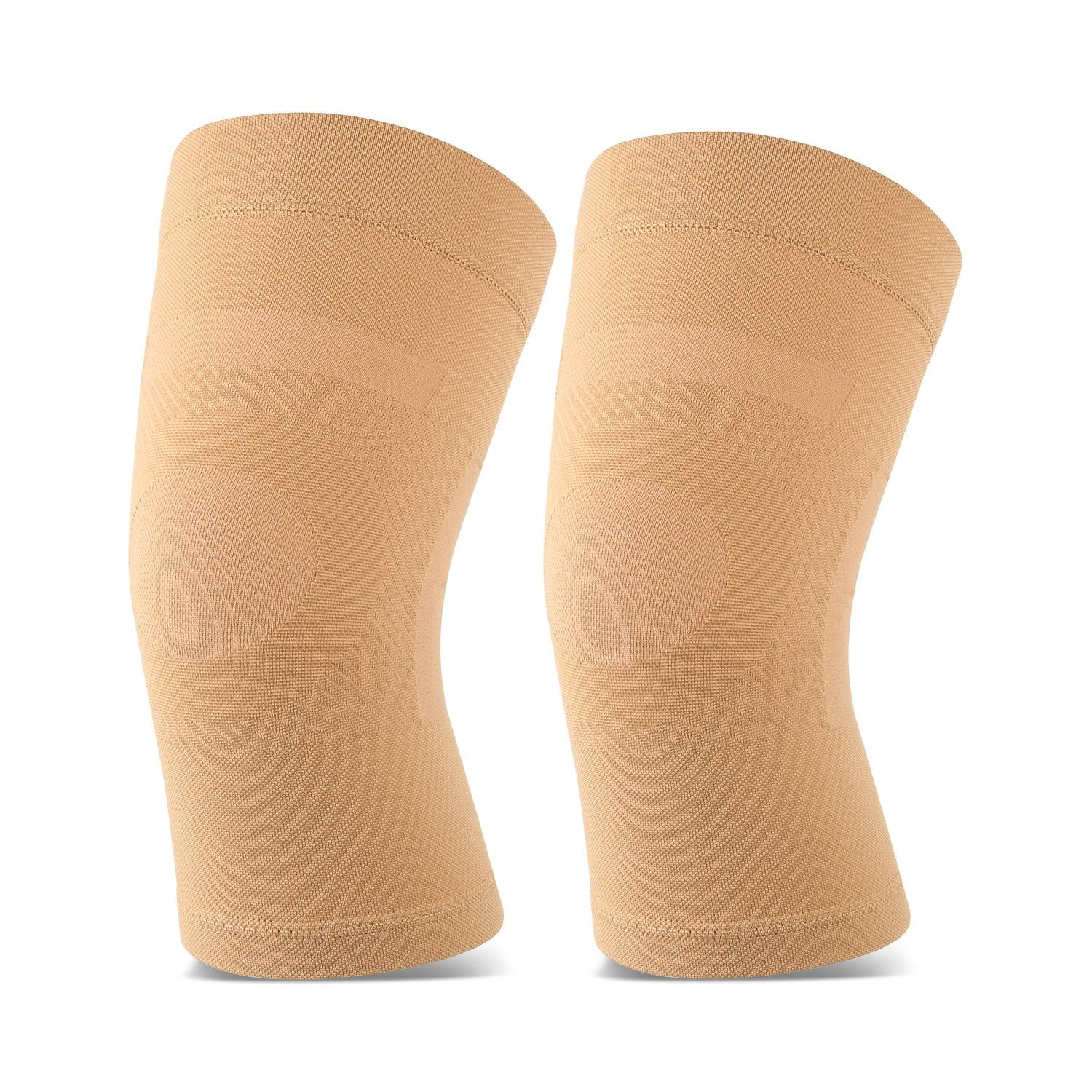 AMZAM Compression Knee Brace and Support Sleeves for Unisex, Beige L