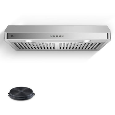 Sunmaki 30 inch Under Cabinet Range Hood with 3  Speed Exhaust Fan, 750CFM Fan Kitchen Stove Vent, Push Button