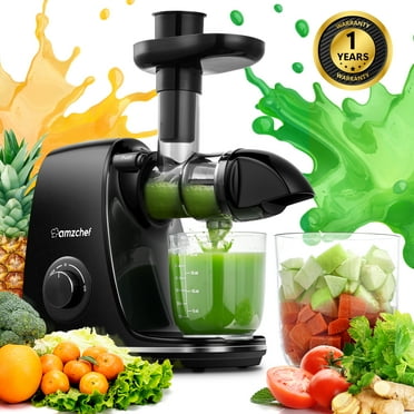 AMZCHEF Juicer Machines Easy to Clean Cold Press Slow Masticating Juicer Feed Chute for Vegetables and Fruit Black