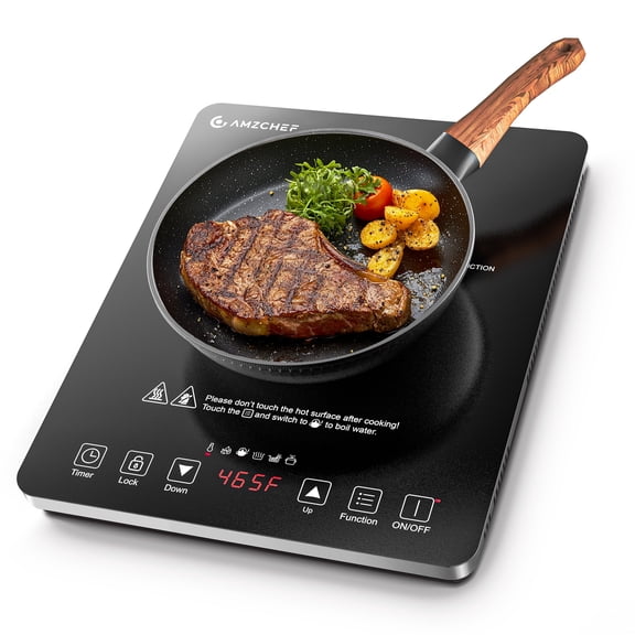 AMZCHEF Single Burner Portable Induction Cooktop 1800W Induction Countertop Burners with 6.8" Heating Coil, Black