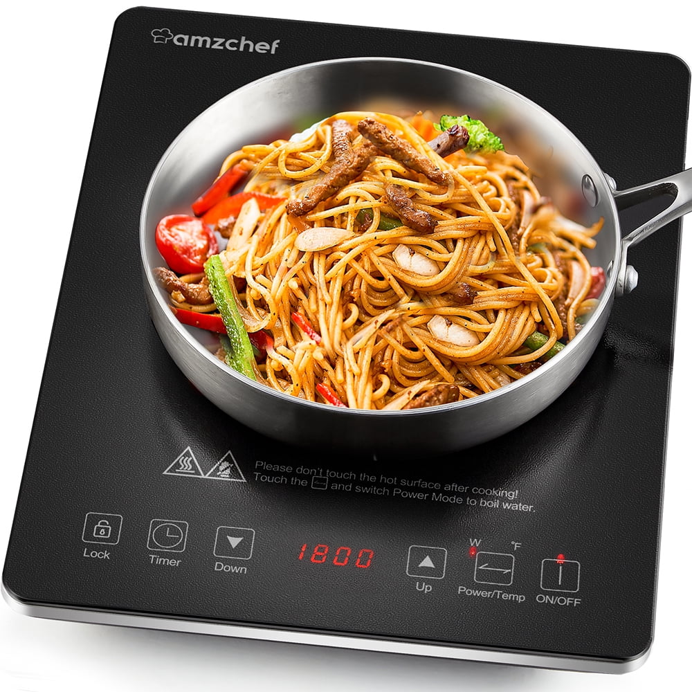 AMZCHEF Portable Induction Cooktop 1800W Sensor Touch, 8 Power Settings