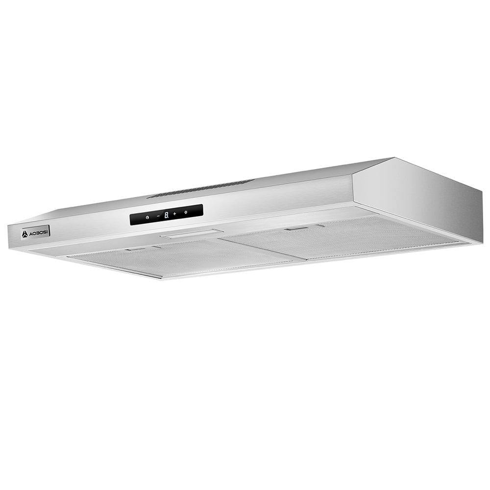 AMZCHEF Push Button 30 inch Under Range Hood with3 Speed Exhaust Fan, 2 LED Light & 3