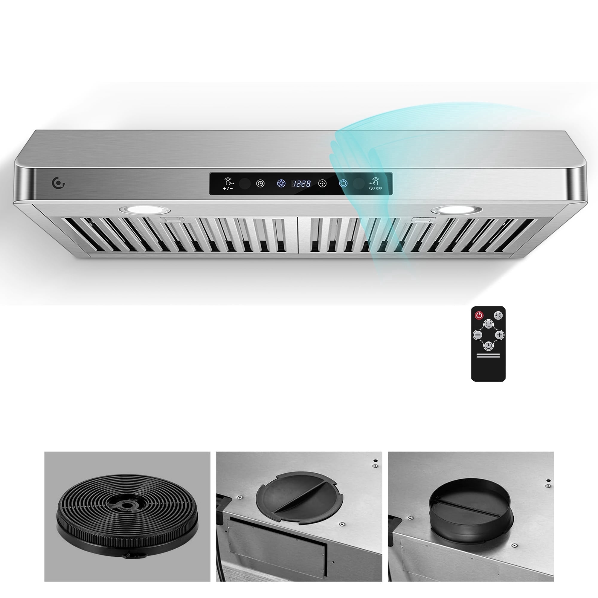 AMZCHEF Range Hood 30 inch Insert Stainless Steel with 9 Speed Fan 900 CFM Kitchen Vent Hood,Easy to Clean