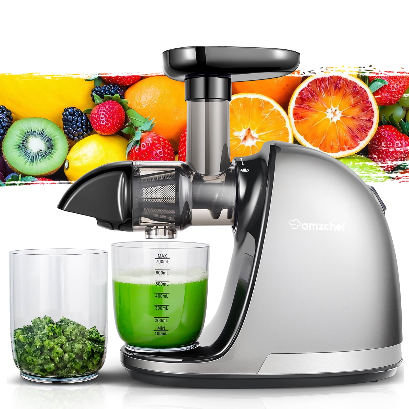 AMZCHEF Slow Masticating Juicer,Cold Press Juicer Easy to Clean with 1.