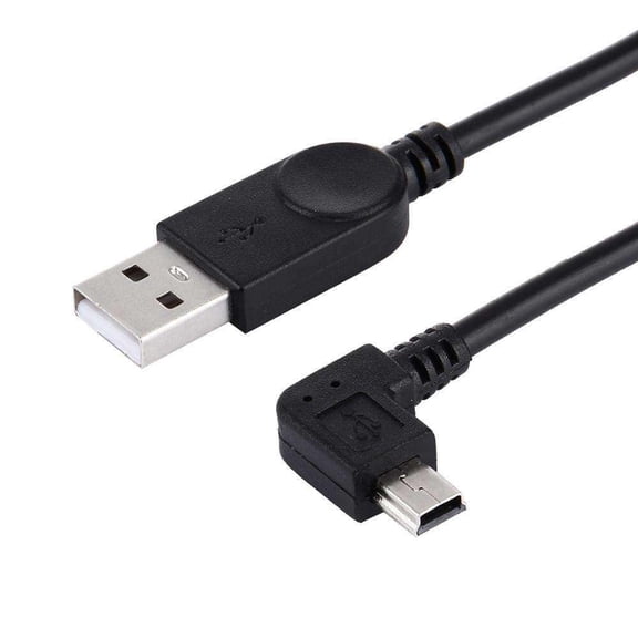 AMZER 28cm 90 Degree Angle Left Mini USB to USB Data / Charging Cable - Black