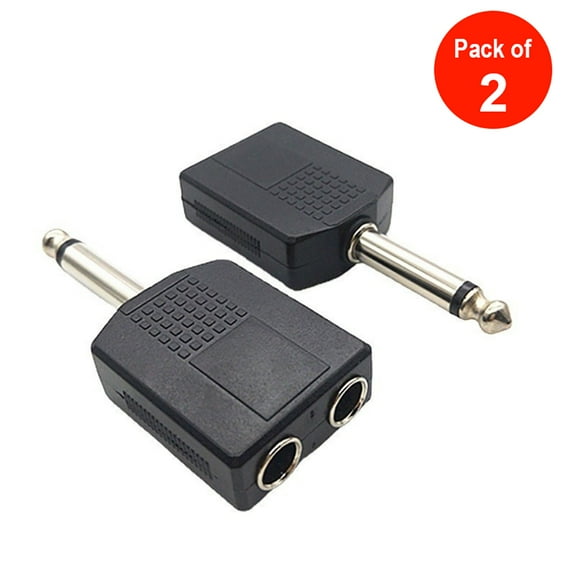 AMZER 6.5mm Male Mono To Dual 6.5mm Female Audio Conversion Connector - pack of 2
